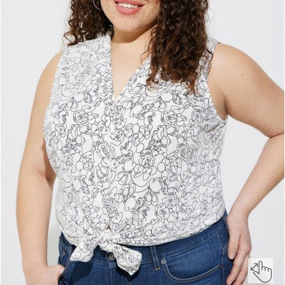 Torrid Disney Minnie Mouse Stretch Challis Collar Sleeveless Blouse